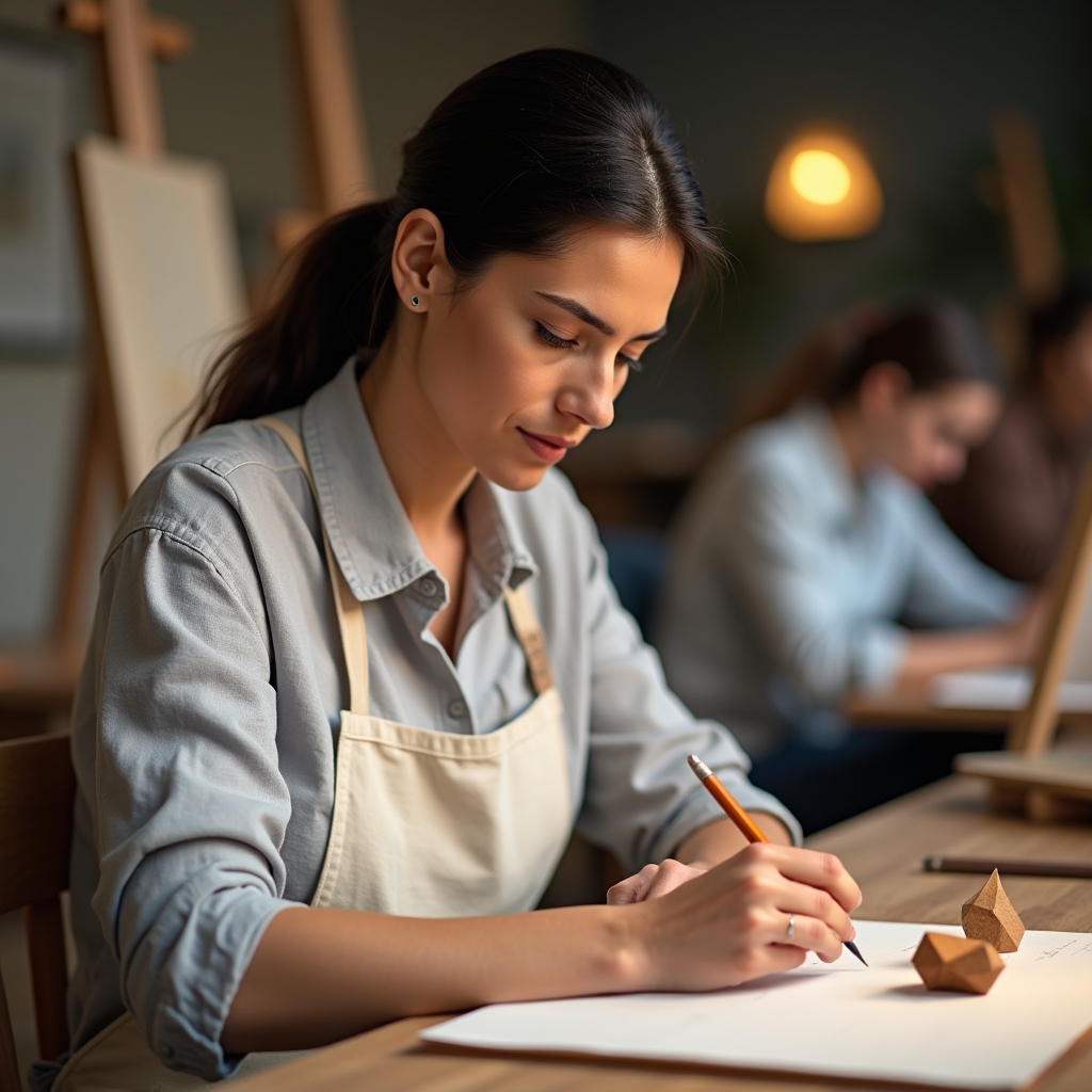 Adulto che disegna per la prima volta in piccolo gruppo